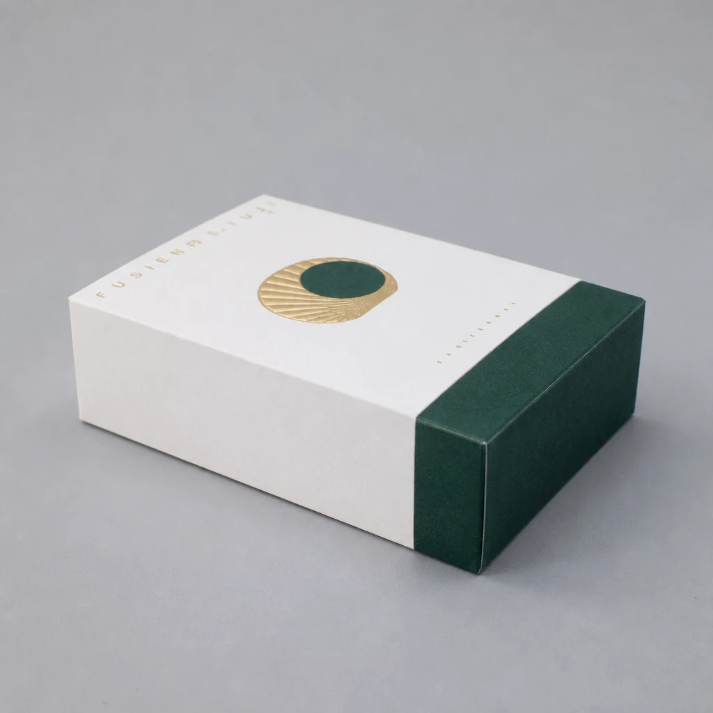 Handmade foil stamping cosmetic box packaging box front angle