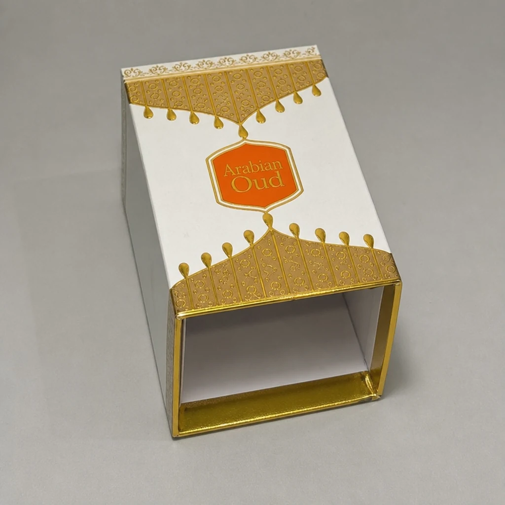 Handmade UV printing perfume box packaging box top angle
