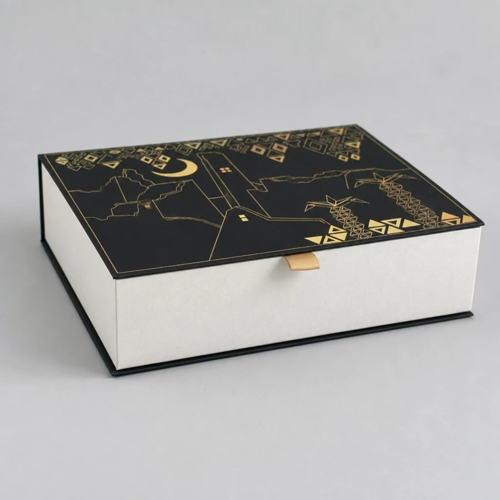 Handmade folding paper box packaging box front angle