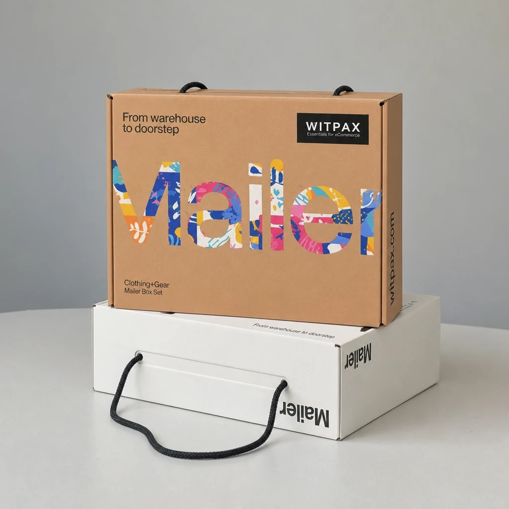 WITPAX Easy-Carry Mailer packaging box front angle