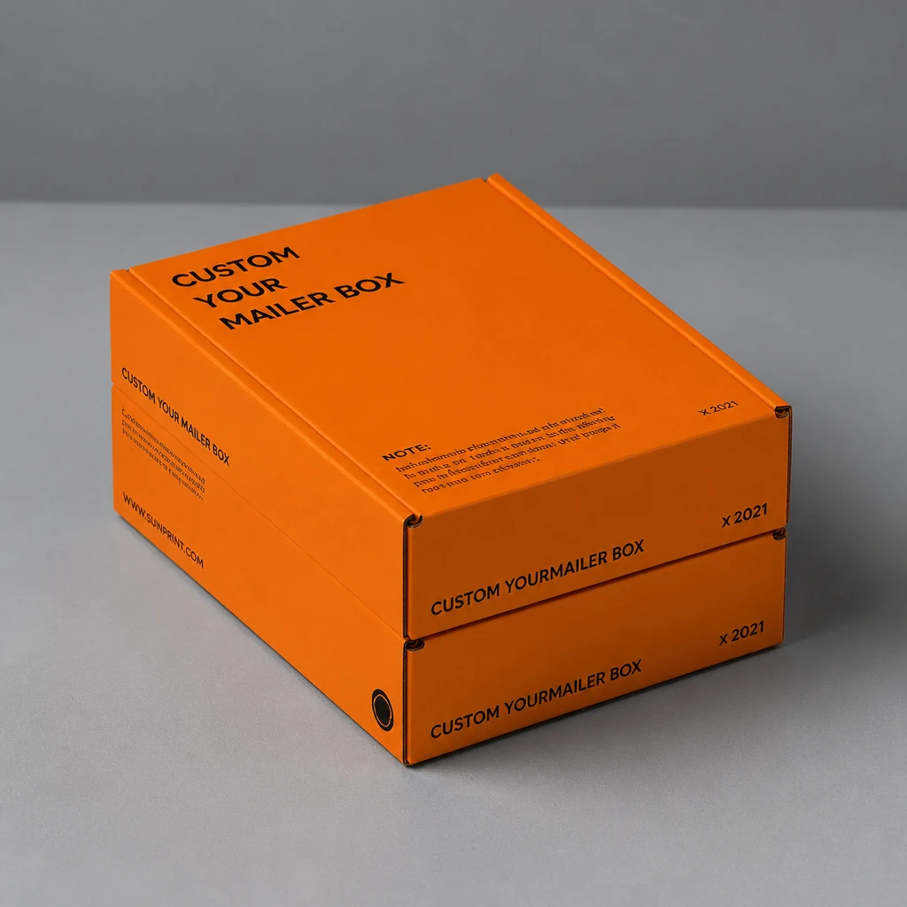 VibrantOrange Mailer Box packaging box front angle