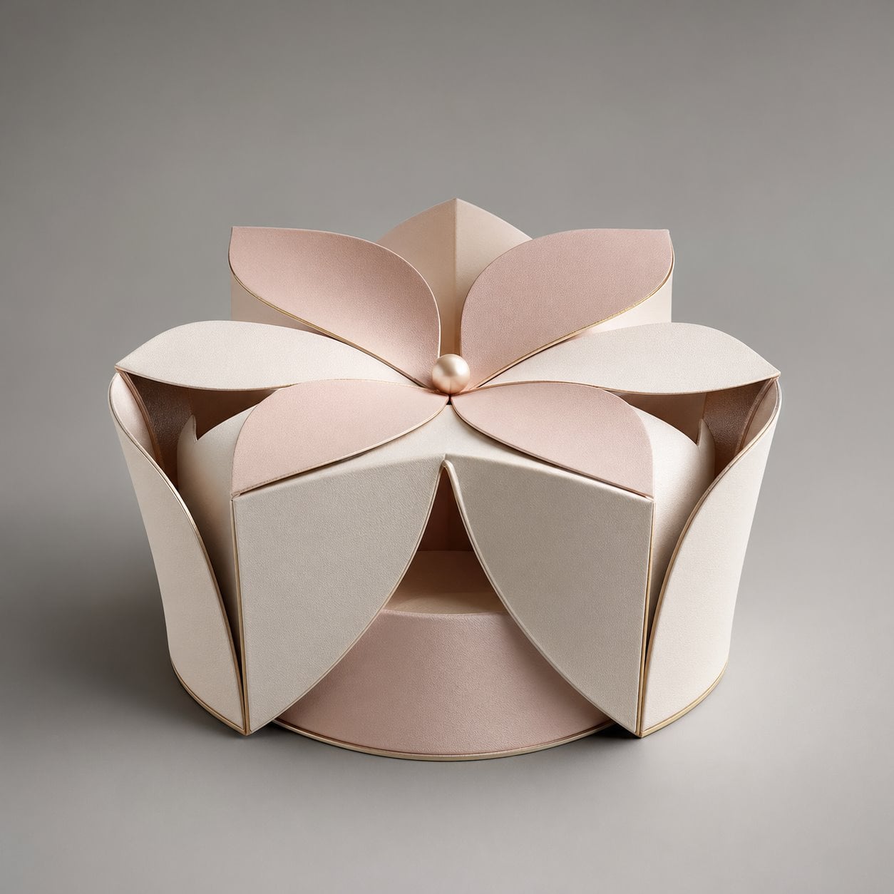 Custom petal shaped rigid boxes packaging feature image showing Floral Elegance: Symmetrical Petal-Fold