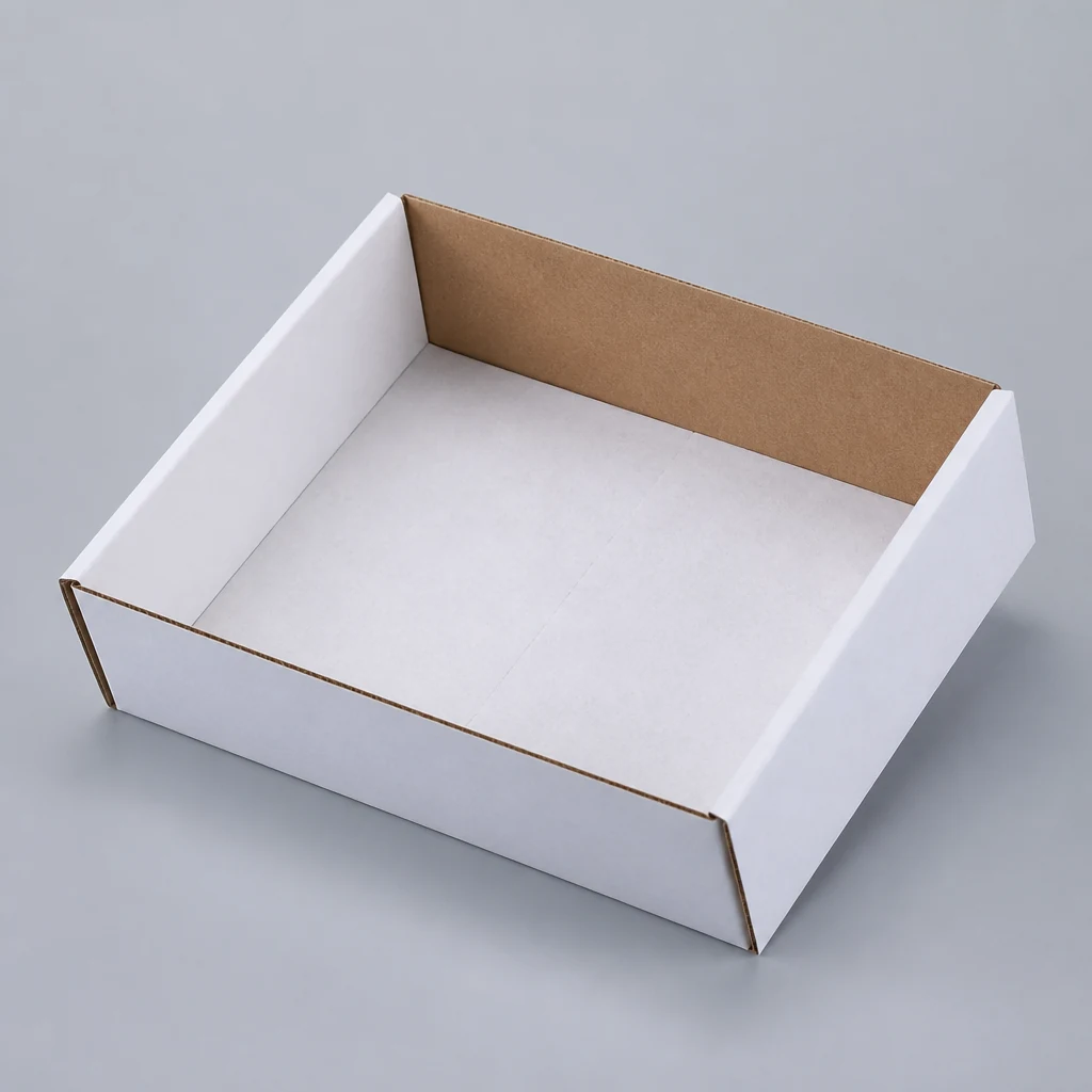 Corrugated display box open front display box top angle