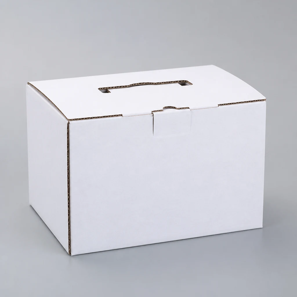 Foldable corrugated box packaging box front angle