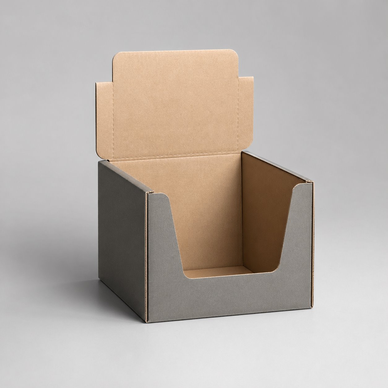 Folding corrugated display box packaging feature image showing Store-Ready Ease: Clean Perforated Lines