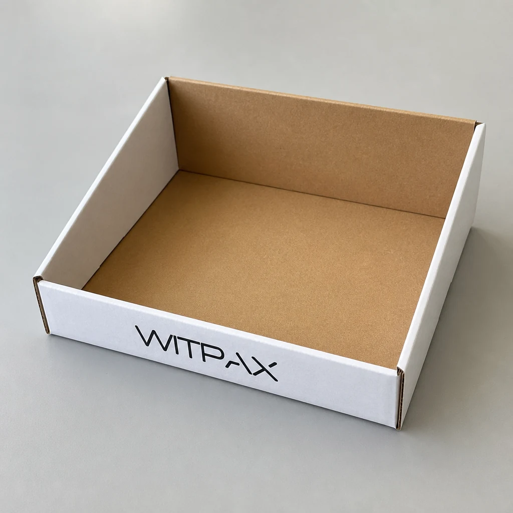 Folding corrugated display box open front display box top angle