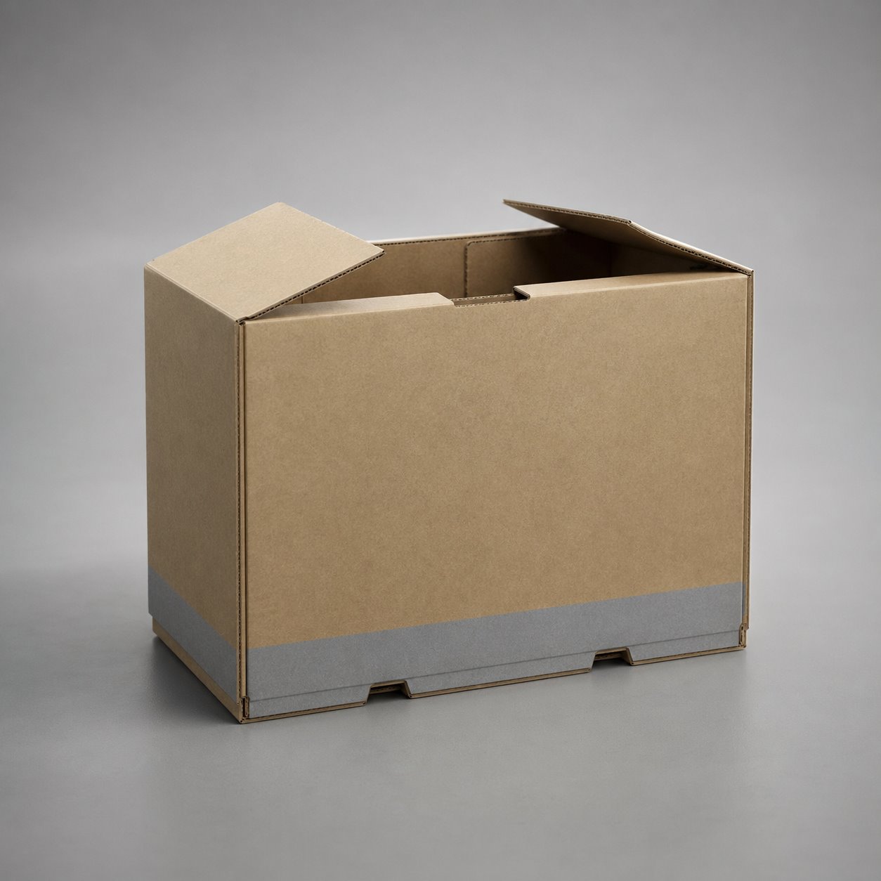 Flat mouth folding corrugated box packaging feature image showing Stackable Efficiency: High-Crush Resistance