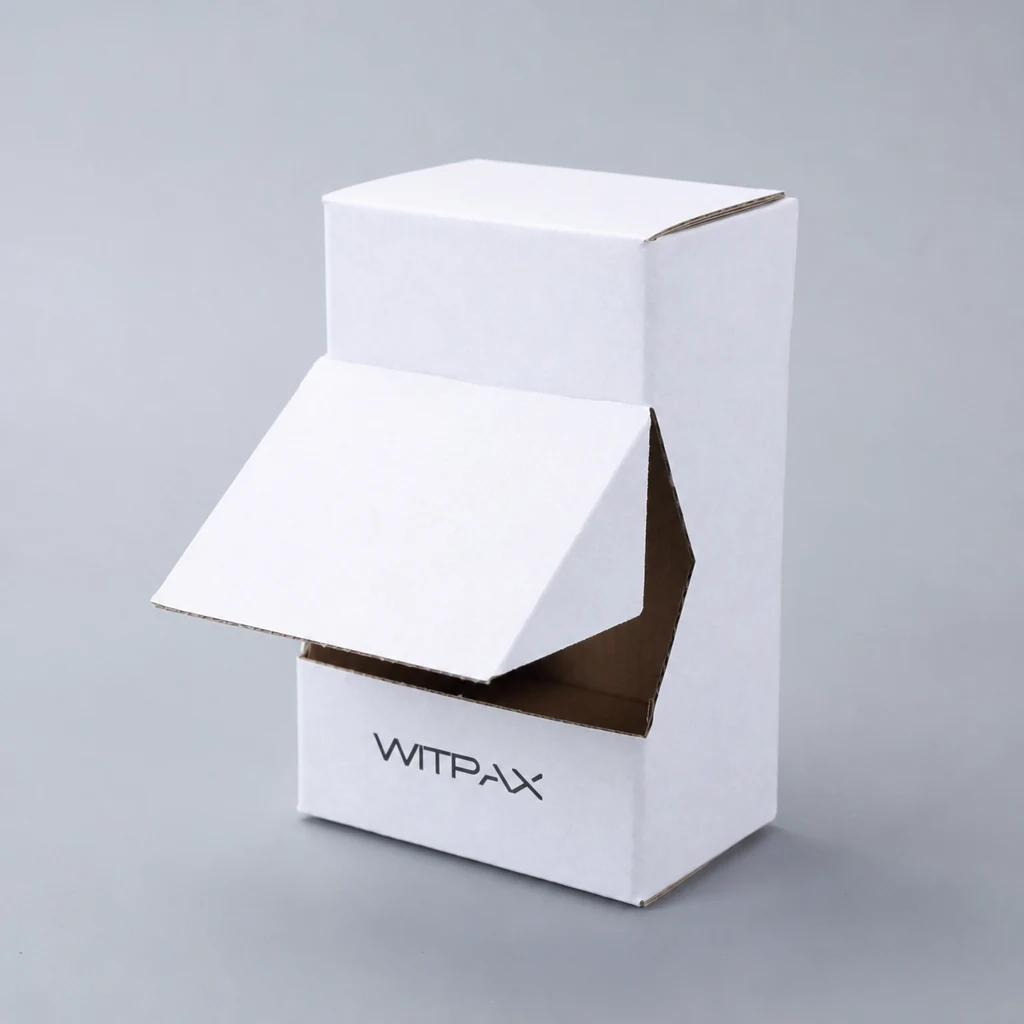 Corrugated display box open front display carton top angle