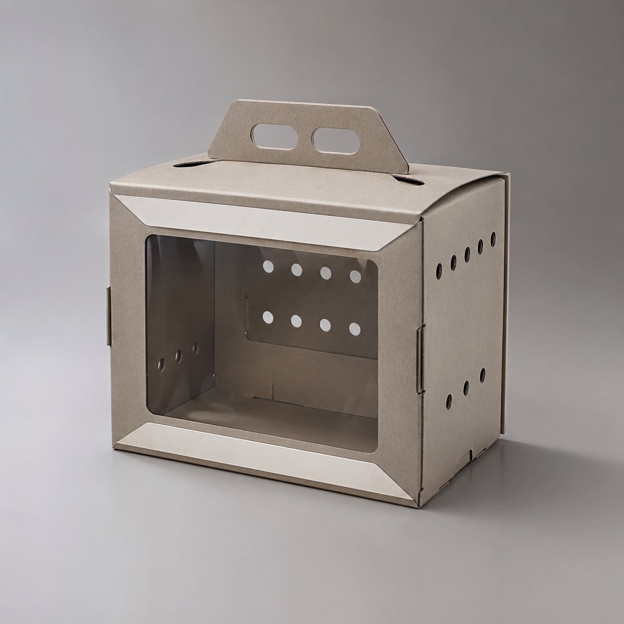 Folding with windows and airplane holes corrugated box packaging feature image showing Travel-Ready Visibility: Safe, Ventilated & Visible