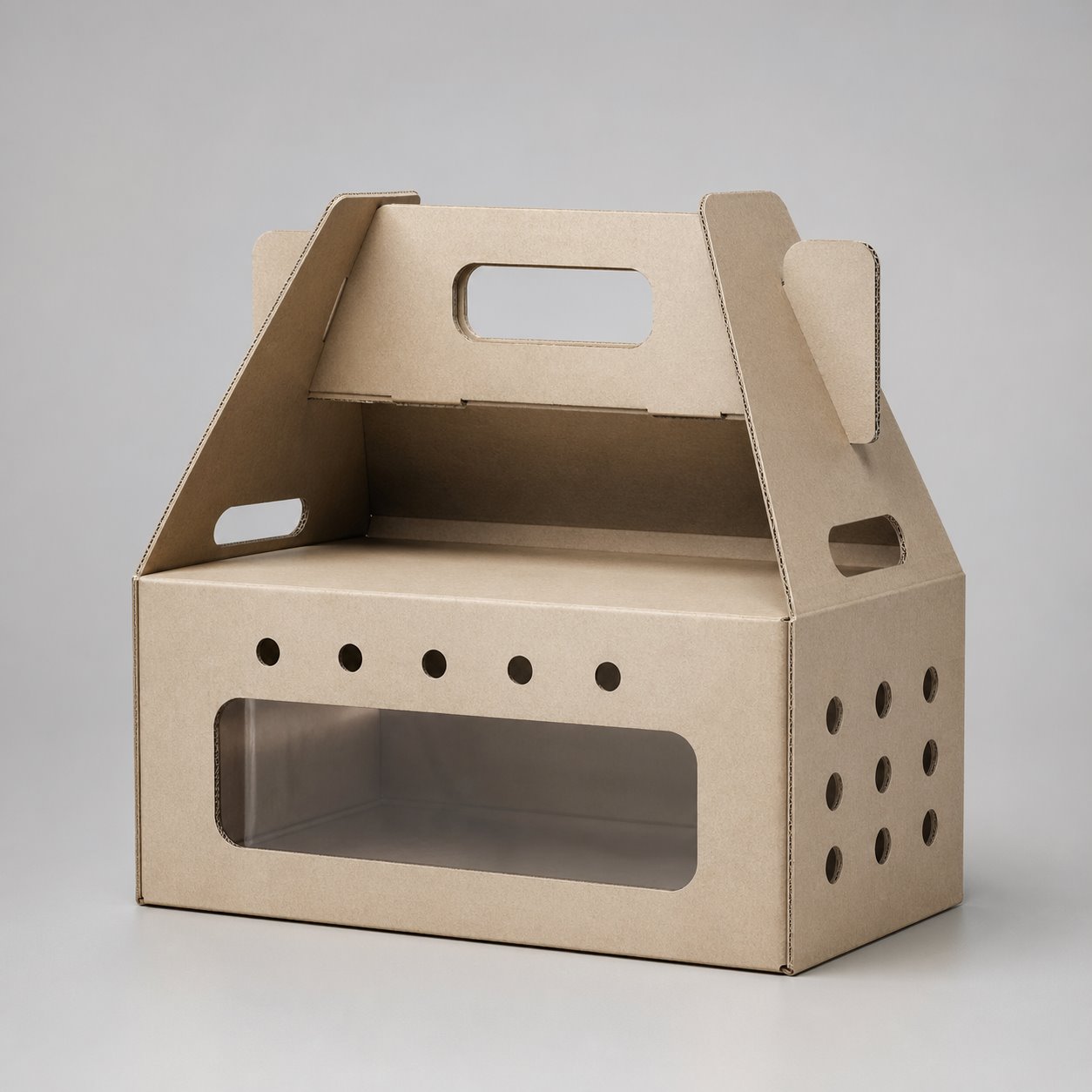 Folding with windows and airplane holes corrugated box packaging feature image showing Functional Transit: Breathable Air-Flow Design