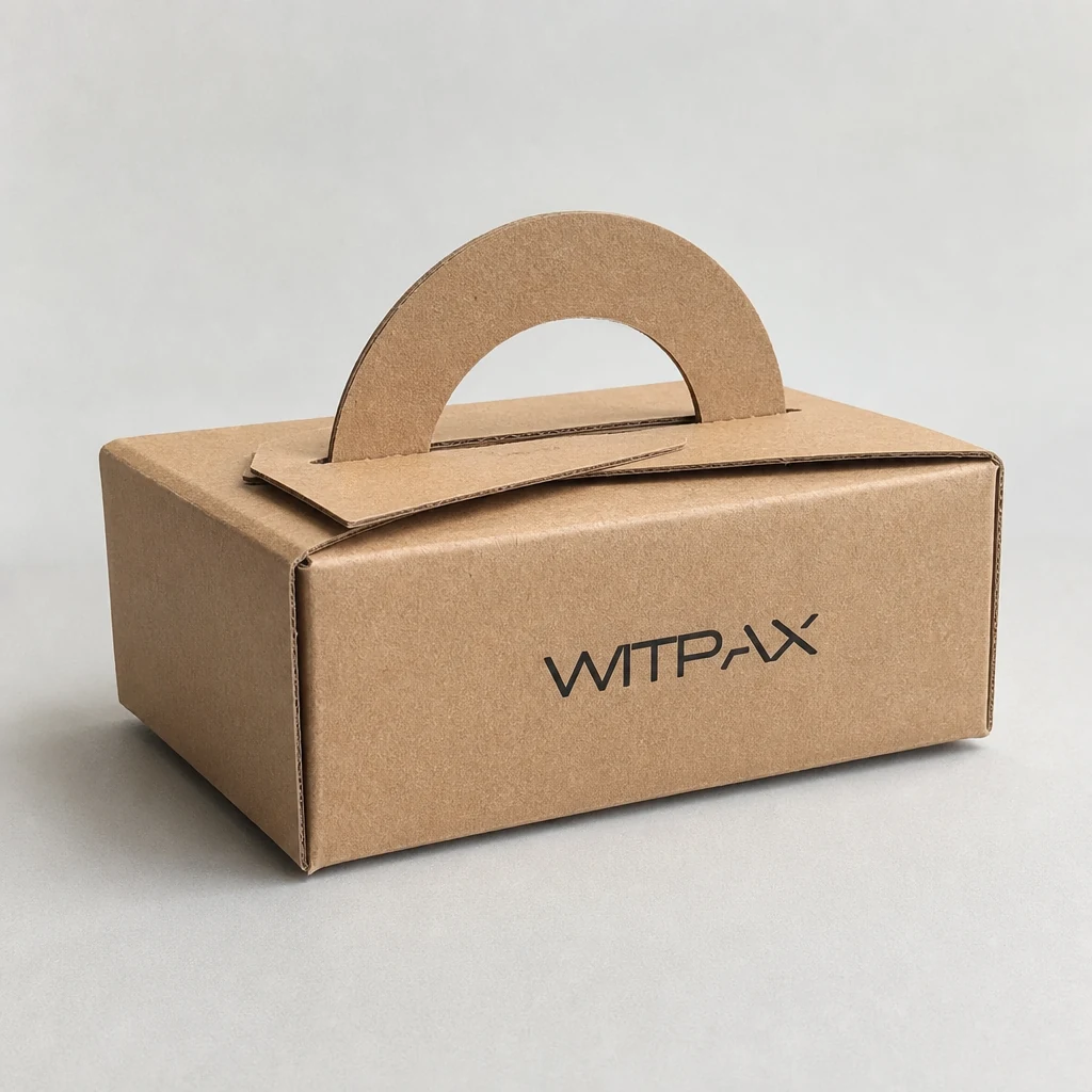 Portable corrugated box packaging box front angle