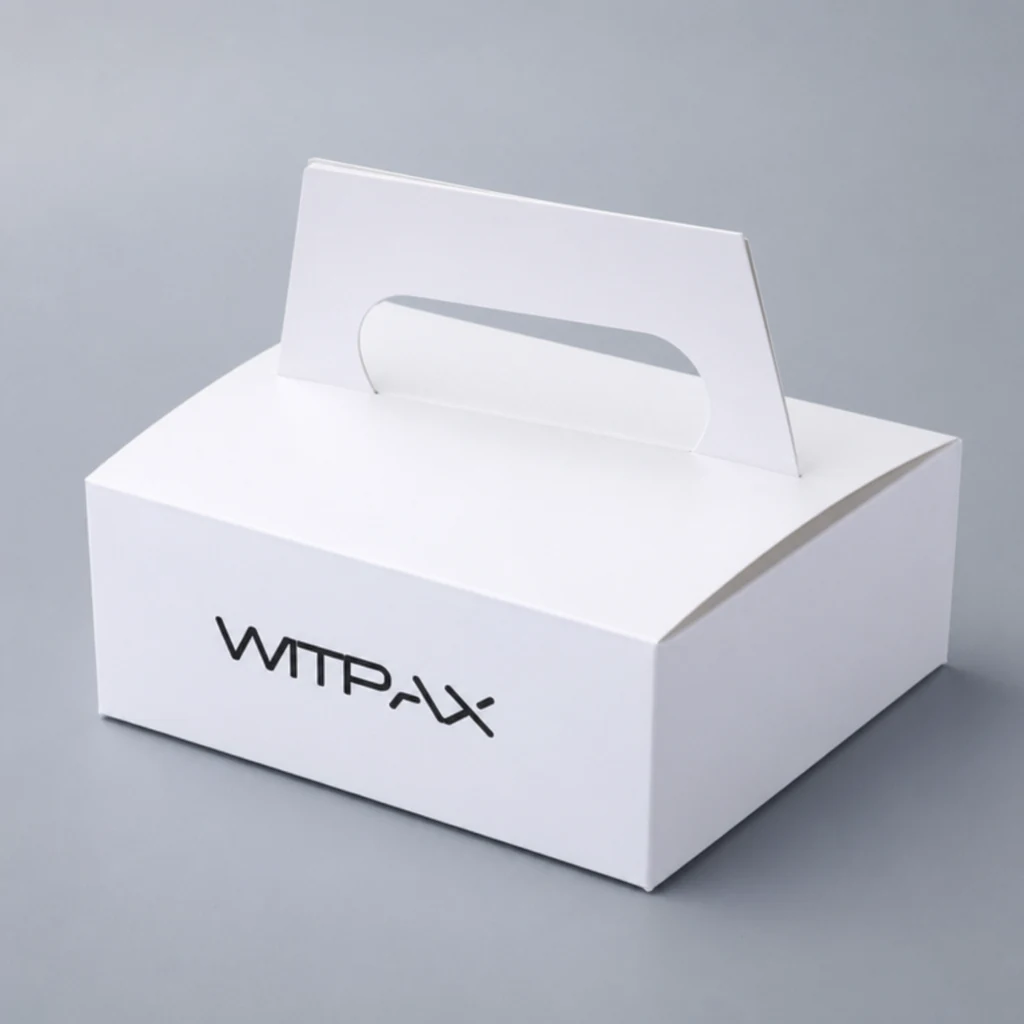 Portable folding carton packaging box top angle