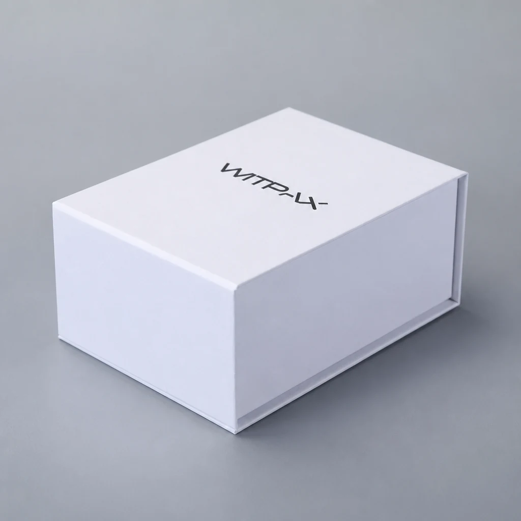 Magnetic closure boxes type 4 packaging box front angle