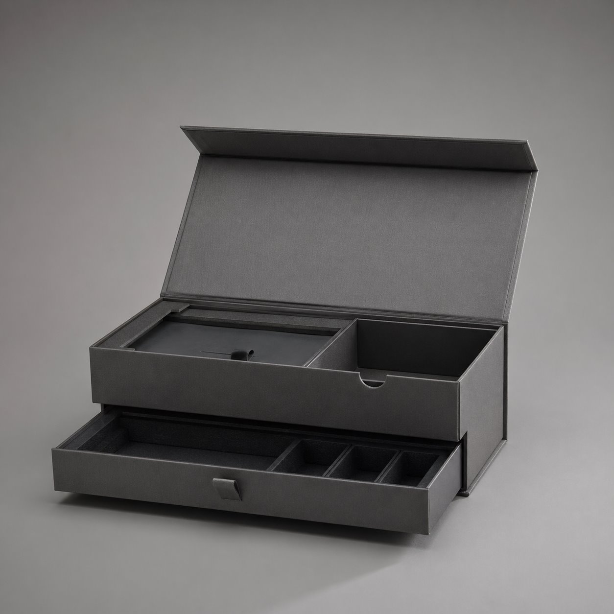 Flip-top box with drawer packaging feature image showing The Best of Both: Quick Access, Hidden Storage