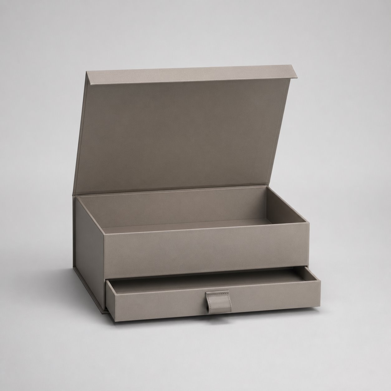 Flip-top box with drawer packaging feature image showing Functional Harmony: Integrated Hardware Pulls