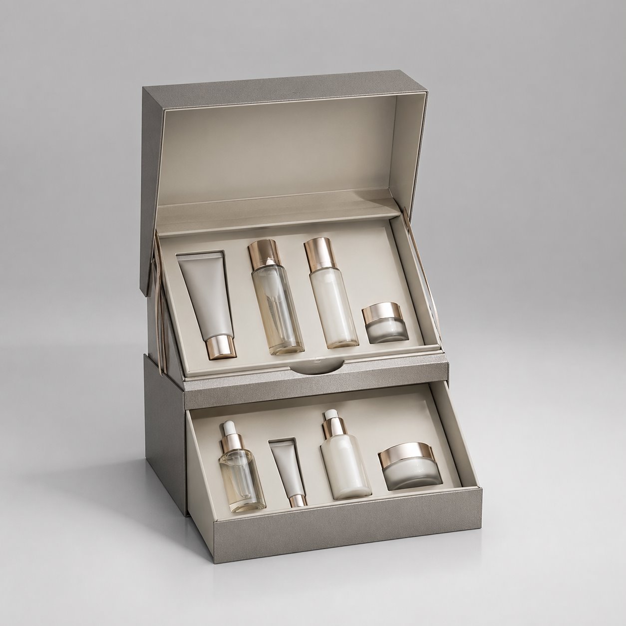 Two-tier hinged lid boxes packaging feature image showing The Display Case: Showcase from Top to Bottom