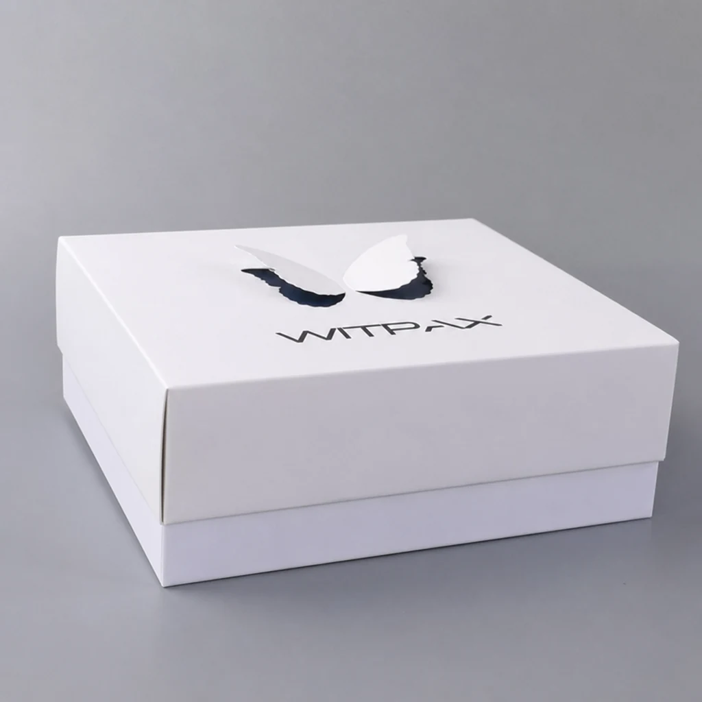 Butterfly pattern Lift-off lid rigid box rigid box front angle