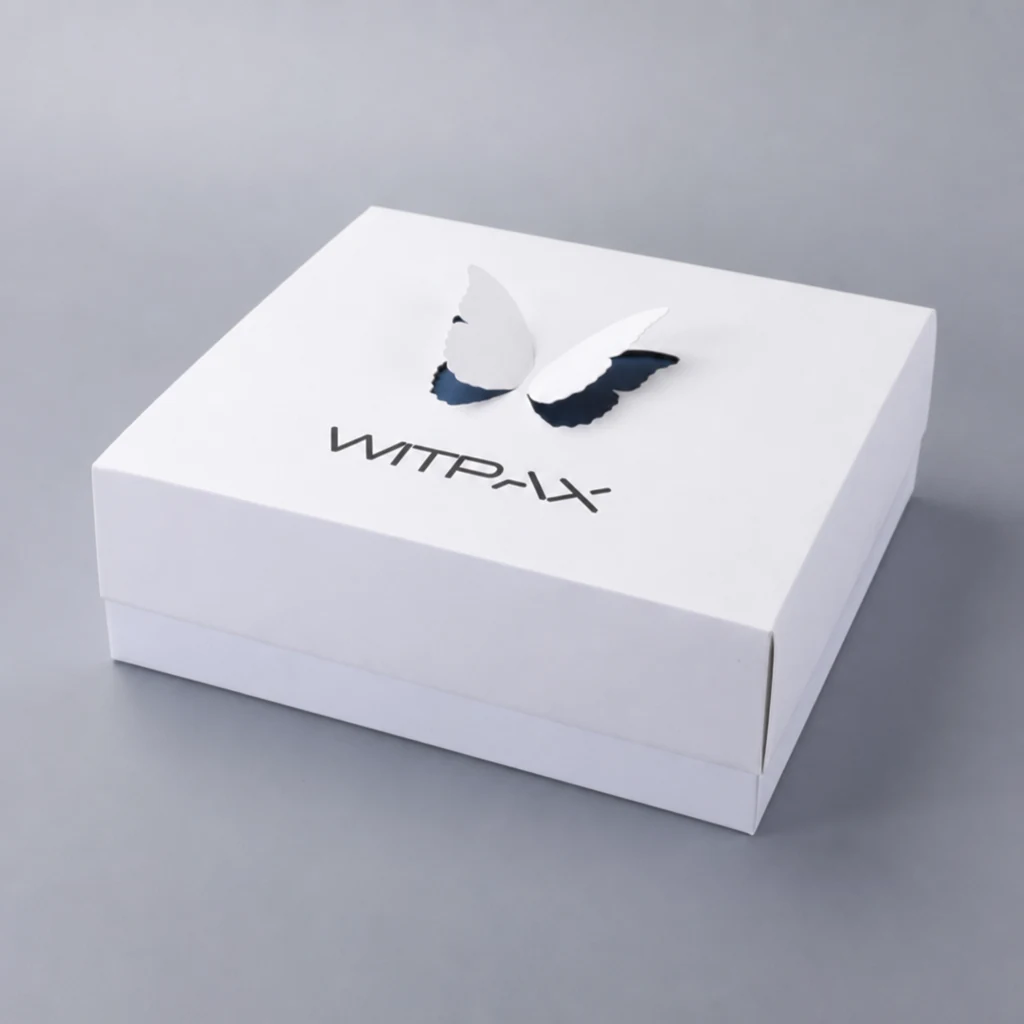 Butterfly pattern Lift-off lid rigid box rigid box top angle