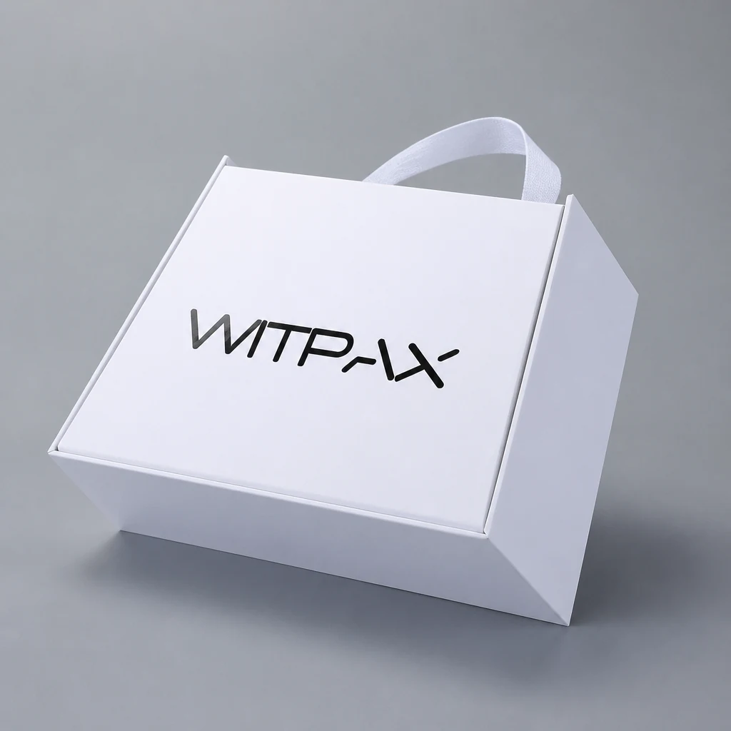 Trapezoidal book-style rigid box with straps trapezoidal rigid box front angle