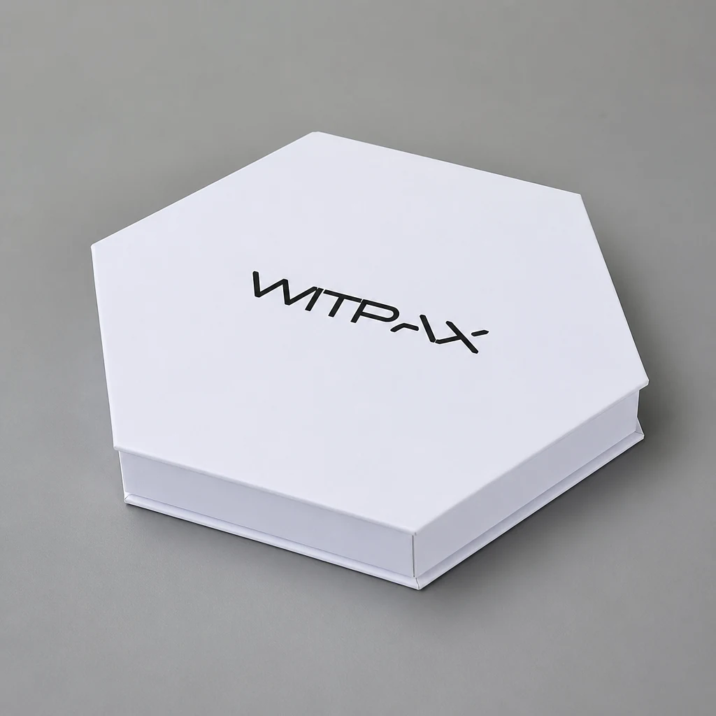 Hexagon book style rigid boxes hexagon rigid box top angle