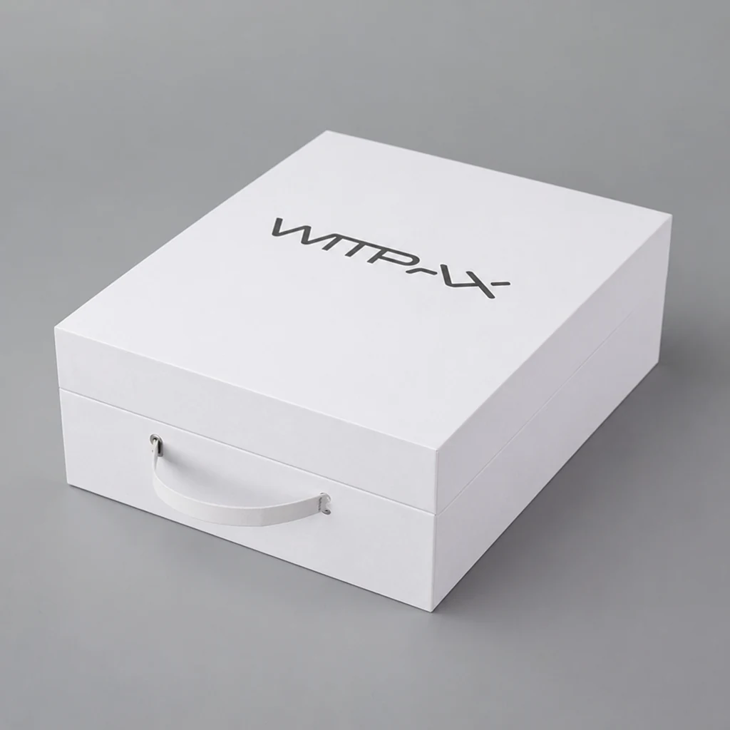 Portable hinged-lid shoulder box packaging box top angle