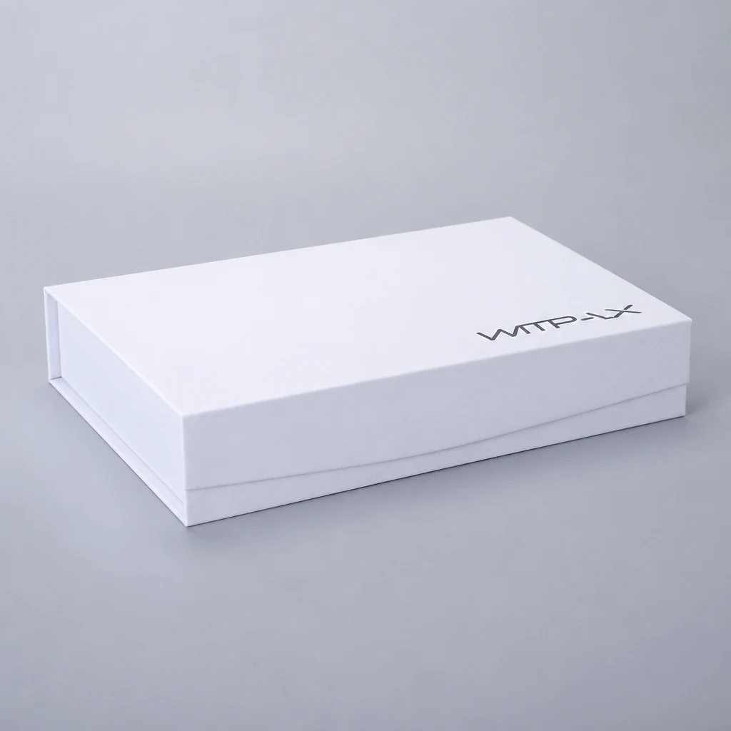 Magnetic closure boxes type 2 packaging box front angle