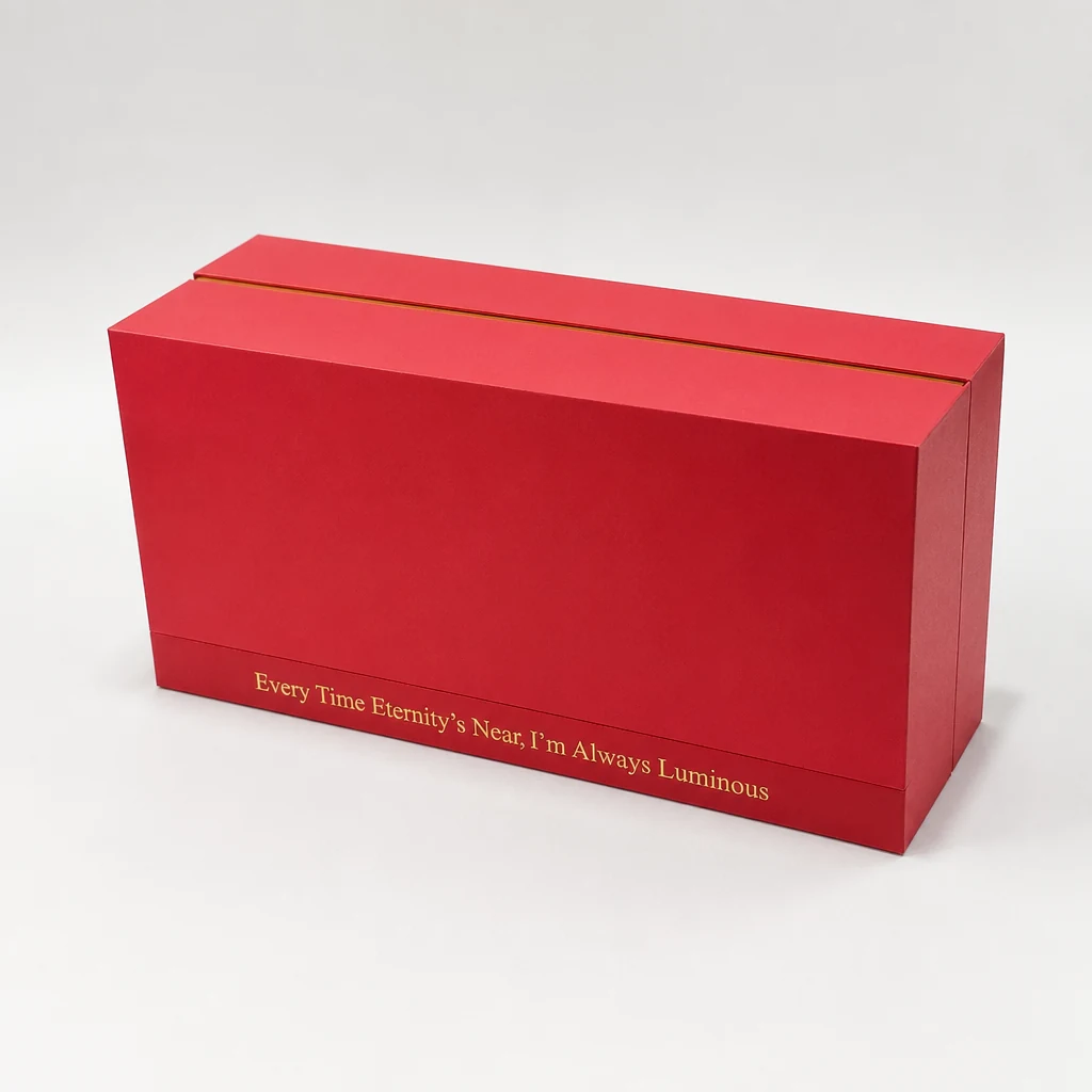 Custom red shoulder neck gift box shoulder neck rigid box top angle