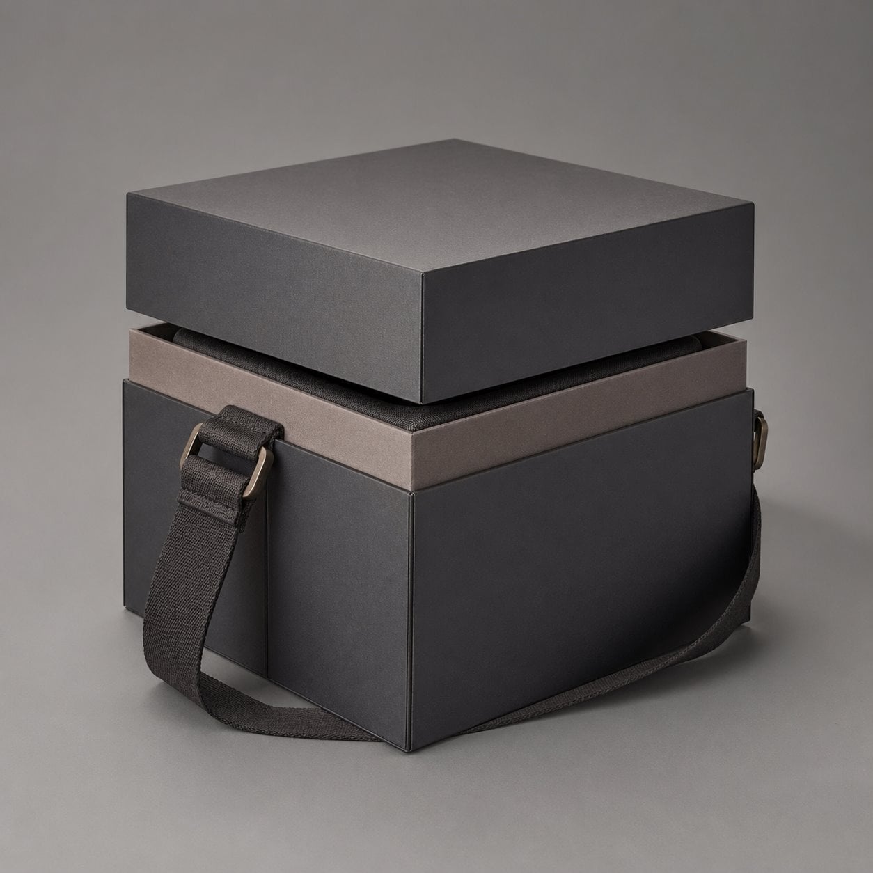 Custom cube lift-off lid gift box with strap packaging feature image showing Perfectly Square: Geometric Beauty on the Move