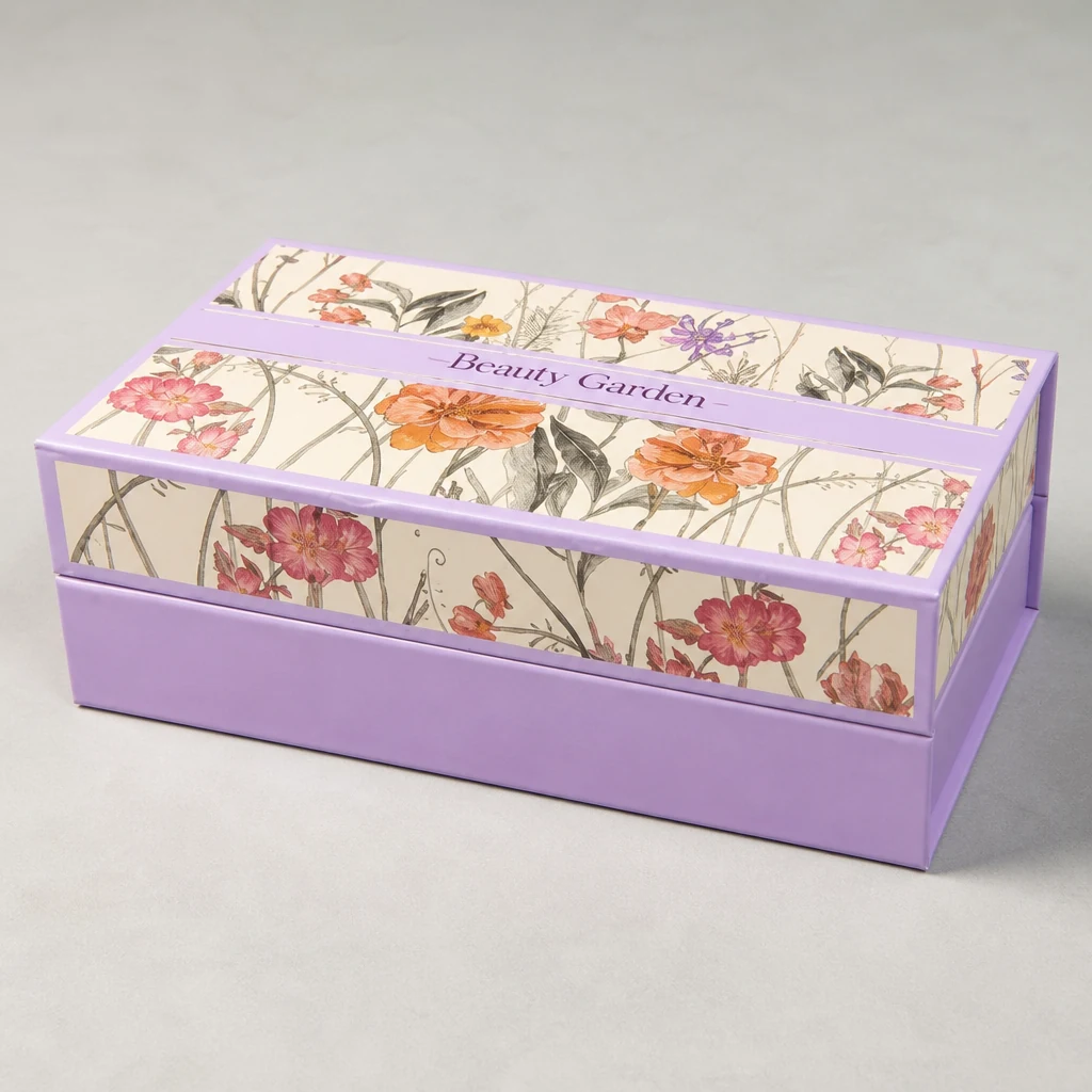 Purple luxury shoulder neck gift box shoulder neck rigid box top angle