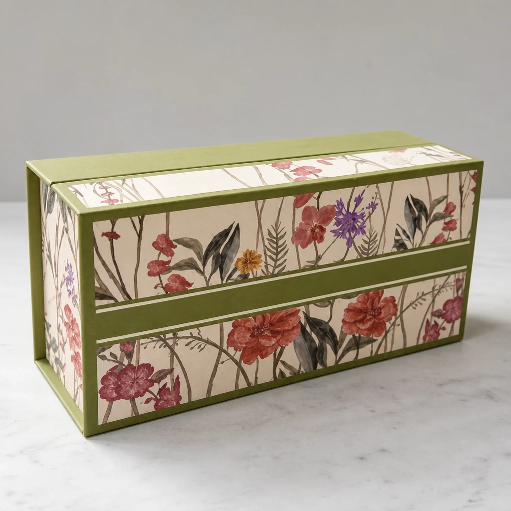 Luxury custom shoulder neck gift box shoulder neck rigid box front angle