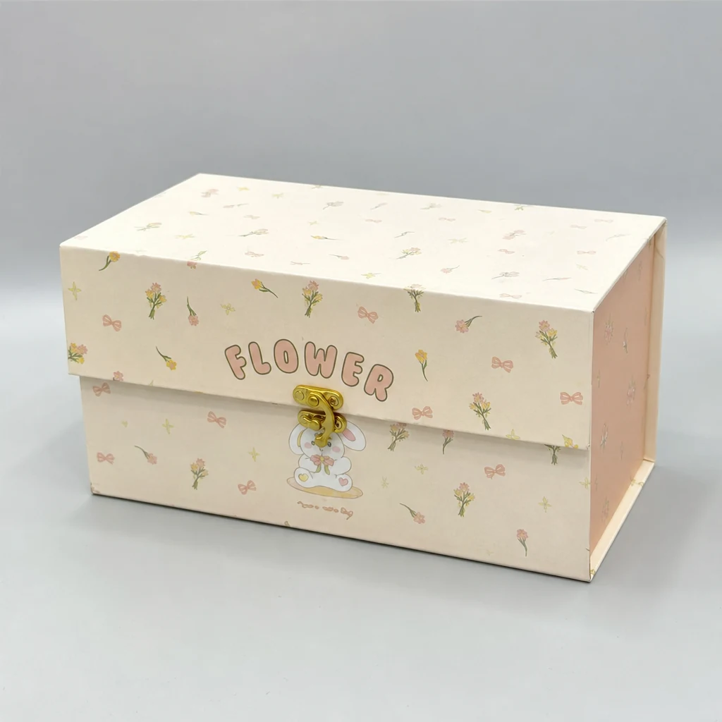Customized magnetic flip box with lock packaging box top angle