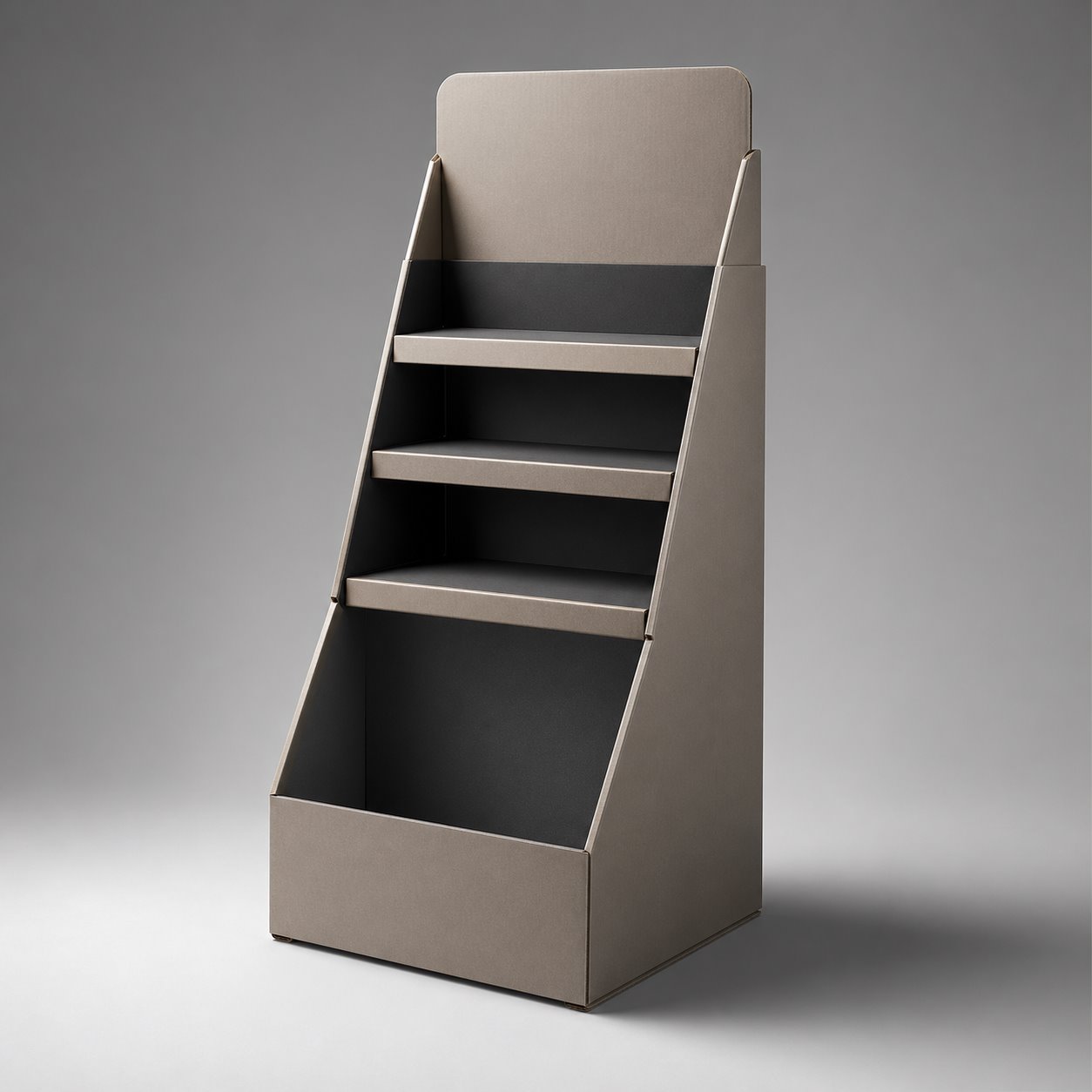 Custom integrated floor display packaging feature image showing Brand Immersion: Durable One-Piece Design