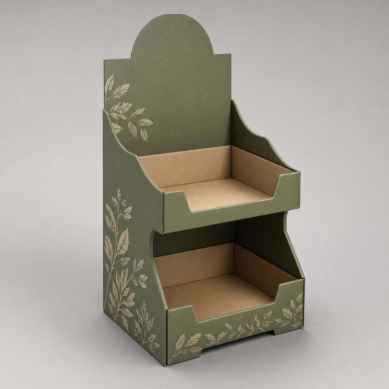 Custom Green 2-layer Tray Floor Display packaging feature image showing Earthy Impact: Eco-Friendly Retail Presence