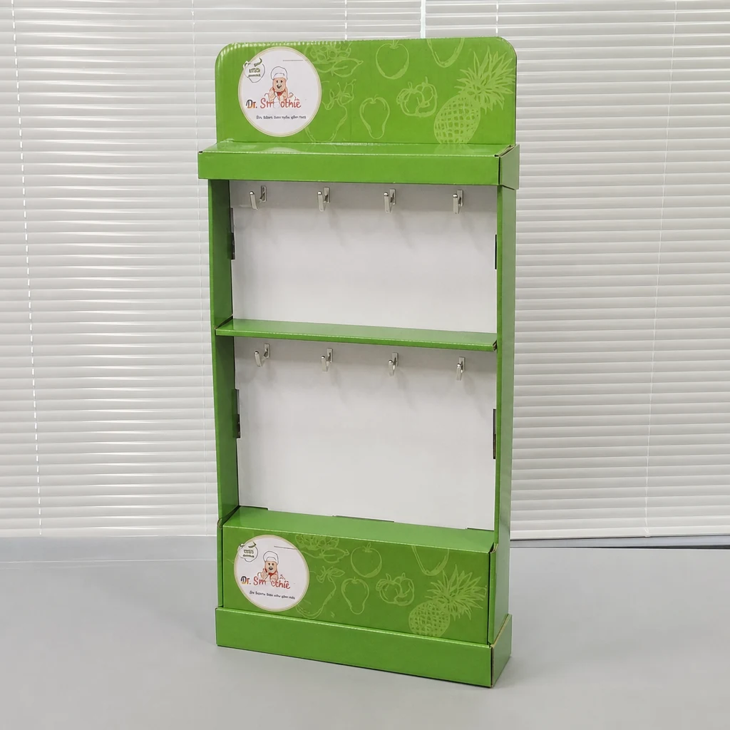Custom Green 2-layer Tray Floor Display tray floor display stand top angle