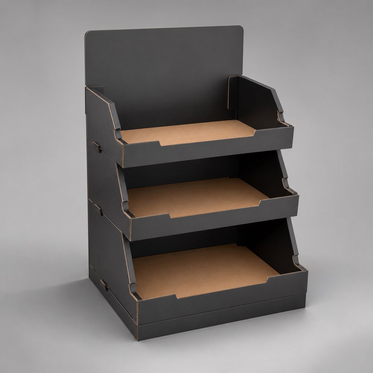 Custom 3-layer Tray Floor Display packaging feature image showing Impulse Power: Quick-Assemble Structure