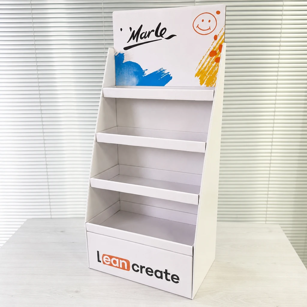 Custom 3-layer Tray Floor Display tray floor display stand top angle