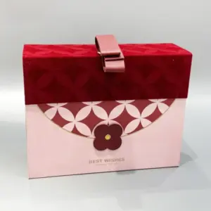 Custom pattern flip top gift box with strap