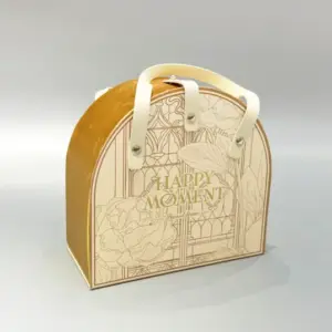 Custom shaped flip-top gift box with button