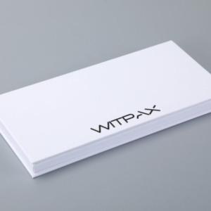 Flat book-style box with insert
