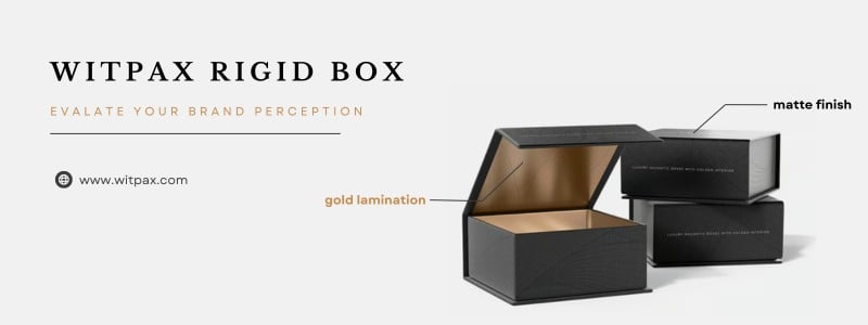 witpax rigid box with matte finish and gold lamination