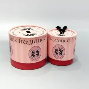 Round shaped lift-off lid boxes with string