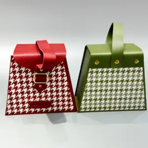 trapezoid flip-top gift box with button & strap