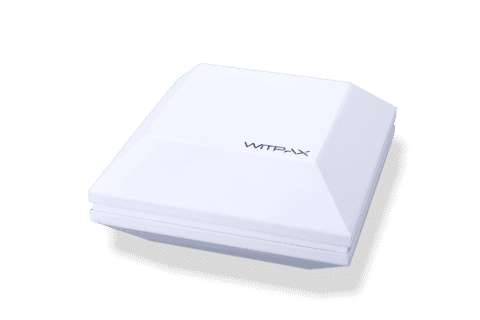 White geometric device resembling shaped rigid boxes on a black background.